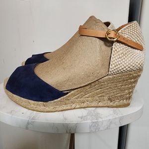 Kanna Navy Blue Wedge Sandals